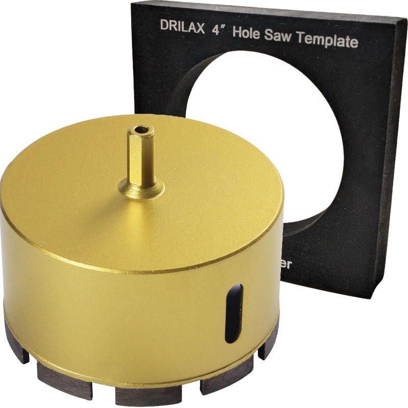 Drilax 4 Inch Masonry Hole Saw | Heavy Duty Dry Core Diamond Bit with Precision Locator Guide | 2-Inch Depth for Concrete, Brick & Stone - Image 1